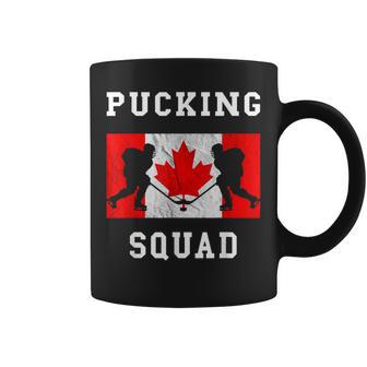 Hockeyobre Hielo Puckingquad Bandera Canadá Deporte De Invierno Tripulación Taza de café - Regaloses