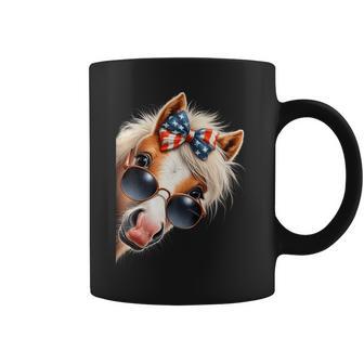 Horse 4Th Of July Patriotic Horse With Bow Usa American Flag Coffee Mug - Thegiftio UK