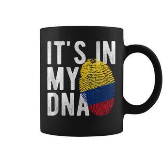 Huella Digital Con La Bandera De Colombia It's In My Dna In Mangas Taza de café - Regaloses