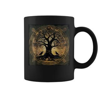 Hugin & Munin Con Diseño De Cuervos De Odinsikingo Árbol De Laida Taza de café - Regaloses