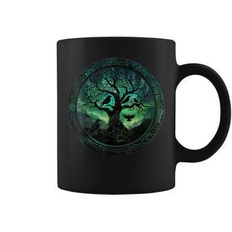 Hugin & Munin Con Diseño De Cuervos De Odinsikingo Árbol De Laida Taza de café - Regaloses