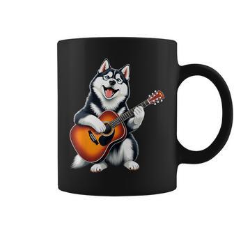 Husky Perro Tocando Guitarra Diseño Divertido Husky Taza de café - Regaloses
