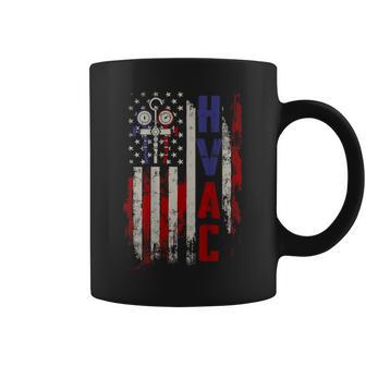 Hvac Techniacian Usa Flag Vintage Fathers Day On Back Coffee Mug - Thegiftio UK