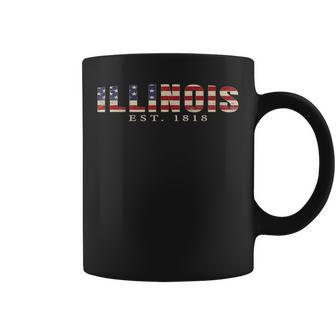 Illinois Con Bandera De EeUu Illinois Est 1818 Taza de café - Regaloses