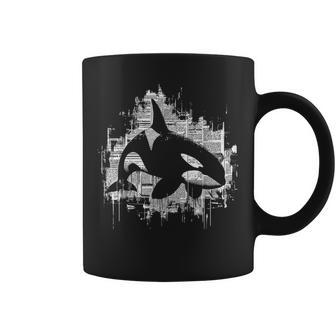 Ilustración De Periódico De Ballena Orca Amante De La Orcaintage Taza de café - Regaloses
