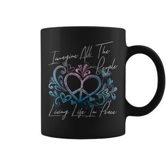 Imagine Hippie People Living Life In Peace And Love コーヒーマグ - Kawaiitshirt