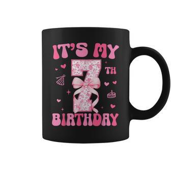 Its My 7Th Birthday Girl Coquette Bow 7 Year Old Party Girl Coffee Mug | Mazezy