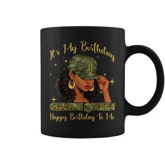 It's My Birthday Gemini Queen Black Woman Camo Coffee Mug | Mazezy