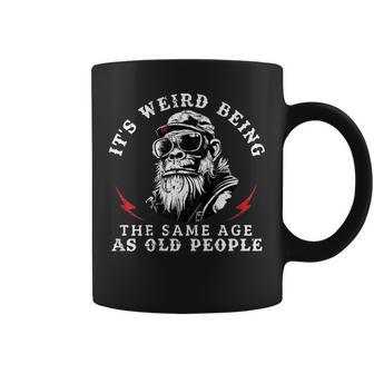 It's Weird Being The Same Age As Old People Monkey On Back Coffee Mug - Monsterry