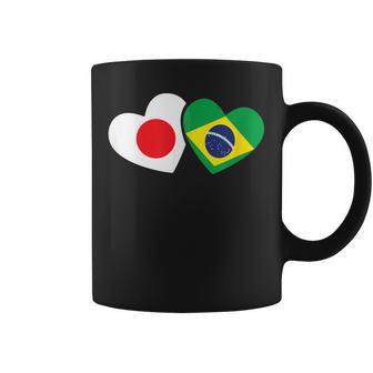 Japanese Flag Brazilian Flag Heart 日系ブラジルブラジル国旗日本国旗 コーヒーマグ - Kawaiitshirt