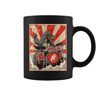 Japanese Monster Kaiju Smashing Drums Music Coffee Mug - Thegiftio UK