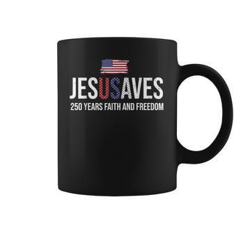 Jesus Saves Usa 250 Years Of Freedom Retro 4Th Of July Faith Coffee Mug - Thegiftio UK