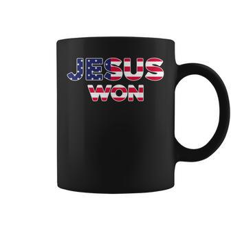 Jesus Won American Flag Christian Faith Spiritual Coffee Mug - Thegiftio UK