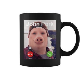 John Pork Calling Decline Accept Incoming Call Meme Coffee Mug - Thegiftio UK