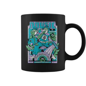 Jugando Por El Cambio Grandpa Elliot Music Is Freedom Taza de café - Regaloses