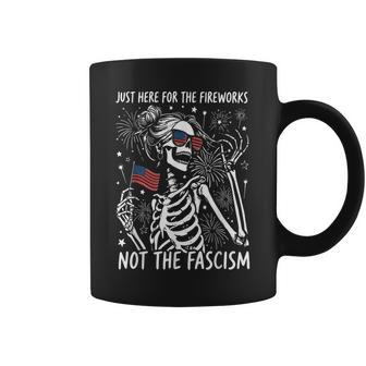 Just Here For Firework Not Facism Woman Skeleton 4Th Of July Coffee Mug - Thegiftio UK
