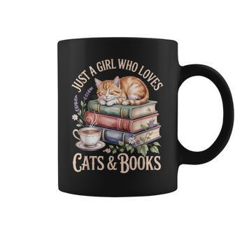 Just A Girl Who Loves Cats And Books Reading Librarian Coffee Mug - Monsterry