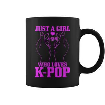 Just A Girl Who Loves K-Pop Divertido K-Drama Música Coreana Cuello Taza de café - Regaloses