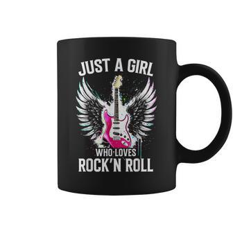 Just A Girl Who Loves Rock And Roll Rock Band Guitar Concert Coffee Mug - Thegiftio UK