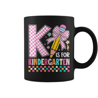 K Is For Kindergarten Back To School Pencil Bow Retro Coffee Mug - Thegiftio UK