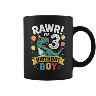 Kids 3 Year Old Boy T Rex Dinosaur Lovers 3Rd Birthday Dino Three Coffee Mug - Thegiftio UK