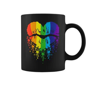 Labios Del Orgullo Corazones Con Los Colores Del Arco Iris Taza de café - Regaloses