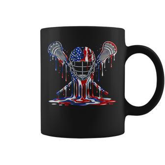 Lacrosse Drip American Flag Lax Helmet Sticks 4Th Of July Coffee Mug - Thegiftio UK