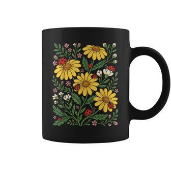 Ladybug Flower Cottagecore Cute Ladybug Coffee Mug - Thegiftio UK
