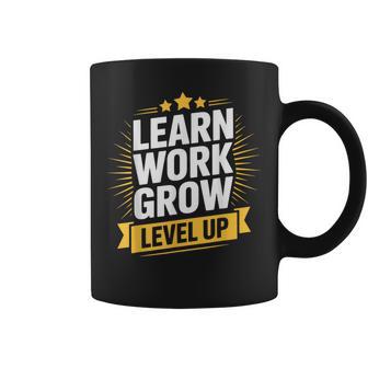 Learn Work Grow Level Up Motivational Growth Inspirational Coffee Mug - Thegiftio UK