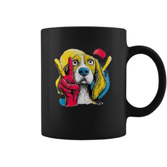 Letrero Retro Con Estampado De Perro Pop Dog Con Forma De Beagle Face Double Peace Taza de café - Regaloses
