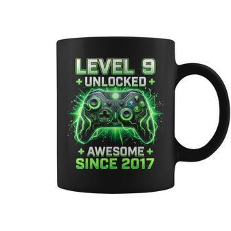 Level 9 Unlocked Awesome Since 2017 9Th Birthday Boy Gamer Coffee Mug - Thegiftio
