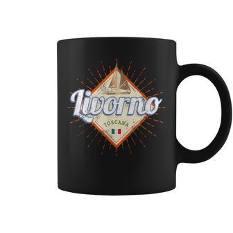 Livorno Toscana Italia Retroelero Banderaintage Recuerdo Taza de café - Regaloses