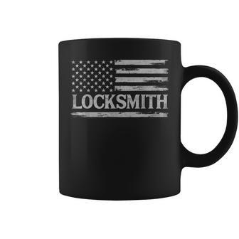 Locksmith Grey Vintage Usa Flag Father's Day Coffee Mug - Monsterry