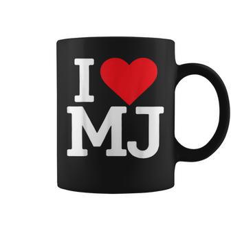 I Love Mj Heart Retro Personalized First Name Groovy Coffee Mug - Monsterry