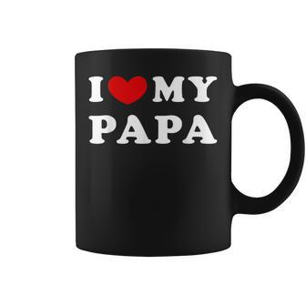 I Love My Papa I Heart My Papa Classic Fathers Day Coffee Mug - Thegiftio