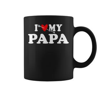 I Love My Papa With Heart Father’S Day Wear For Son Daughter Coffee Mug - Monsterry