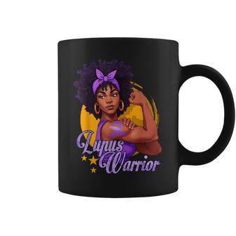 Lupus Warrior Afro Black Woman Wear Purple Ribbon Awareness Coffee Mug - Thegiftio UK
