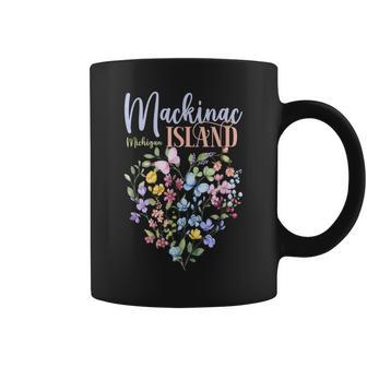 Mackinac Island Michigan Wildflowers Heart I Love Michigan Coffee Mug - Monsterry
