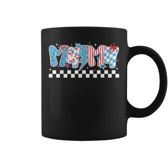 Mama 4Th Of July American Flag Mom Groovy Coquette Bow Coffee Mug | Seseable UK