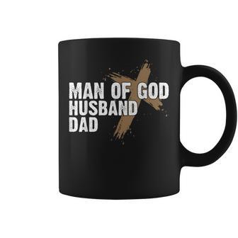 Man Of God Husband Dad Religious Cross Father's Day Faith Coffee Mug - Thegiftio UK