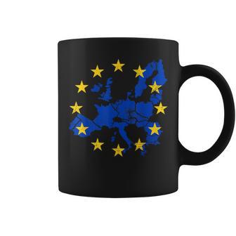 Mappa Blu Dell'unione Europea Con Bandiera Uetelle Gialle Mappa Europa Tazze - Novitaregali