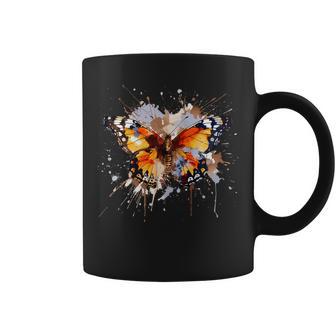 Mariposa Coloridaalpicaduras De Pintura Cardos Mariposa In Mangas Taza de café - Regaloses