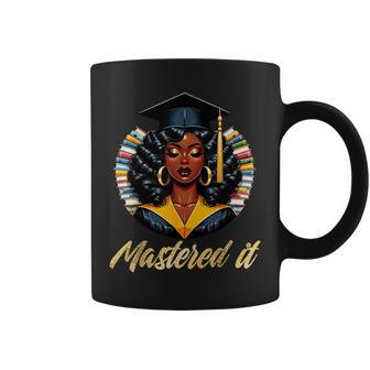 Mastered It Black Queen Afro Graduate Master's Degree Coffee Mug - Thegiftio