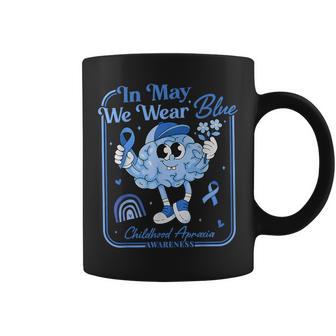 In May We Wear Blue Anatomy Brain Childhood Apraxia Awarenes Coffee Mug - Thegiftio UK