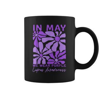 In May We Wear Purple Lupus Awareness Boho Floral Women Coffee Mug - Thegiftio UK