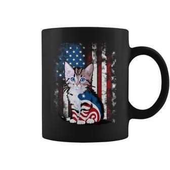 Memorial Day Cat Kitten 4Th Of July Patriotic Usa Flag Coffee Mug - Thegiftio UK