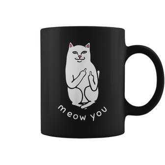 Meow You Cat Moody Cat 中指 猫好き コーヒーマグ - Kawaiitshirt