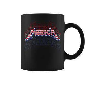 Merica Rock Sign 4Th Of July Vintage American Flag Usa Coffee Mug - Thegiftio UK