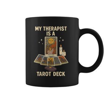 Mi Terapeuta Es Una Baraja De Tarot Bruja Divertida Cuello Taza de café - Regaloses