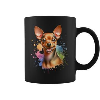 Miniatura Pinscher Dog Acuarela Obra De Arte Taza de café - Regaloses